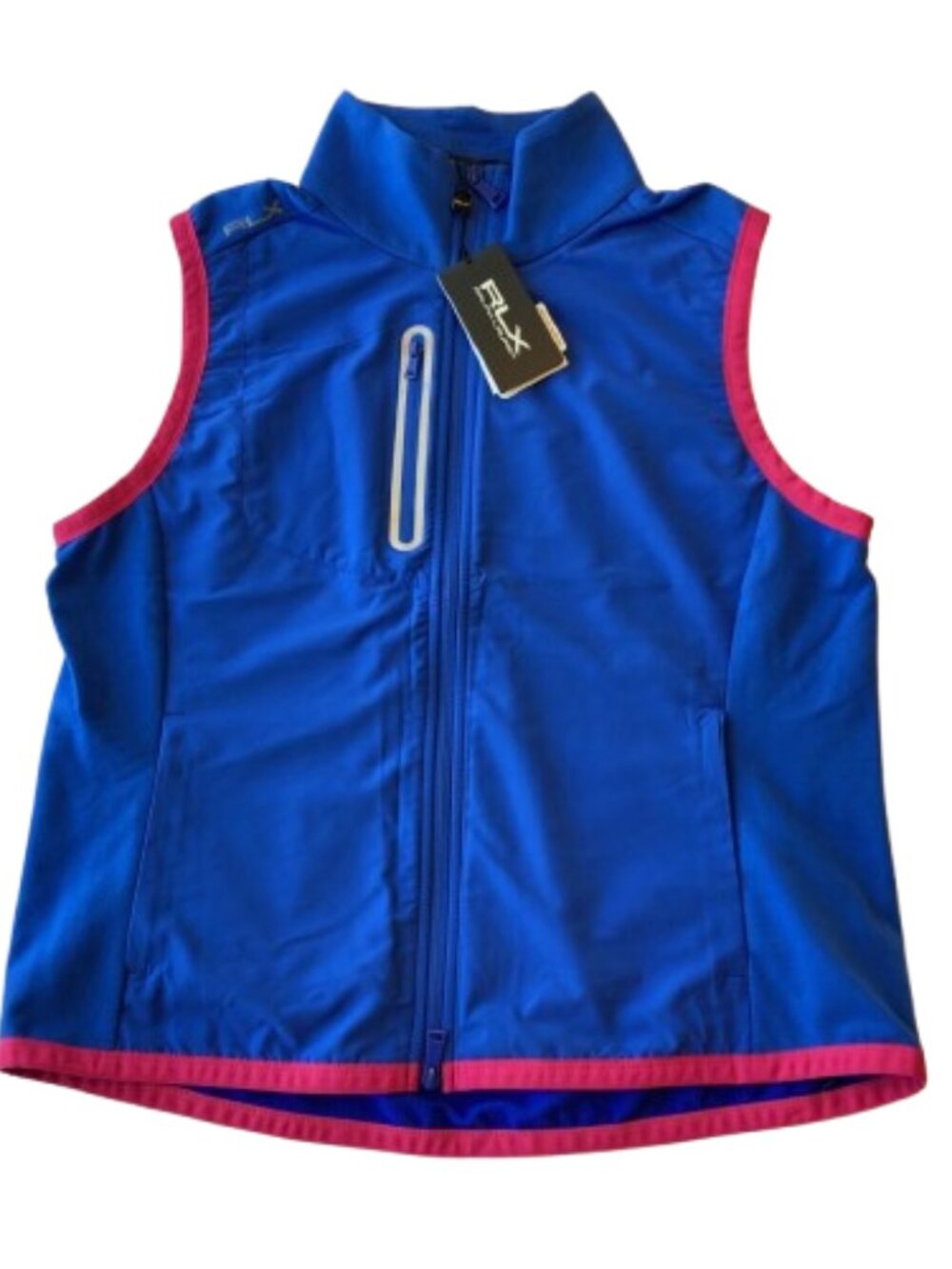 RLX Ralph Lauren Tech Terry Full-Zip Golf Vest Womens Large L Blue NWT
